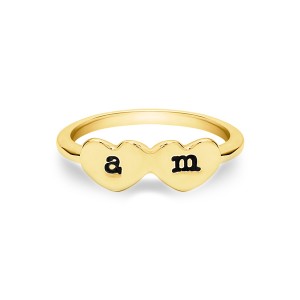 Double Initial Heart Ring