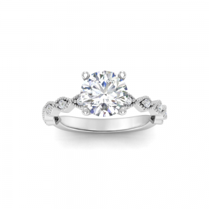 2.5 Ct Round Lab Diamond Infinity Milgrain Engagement Ring