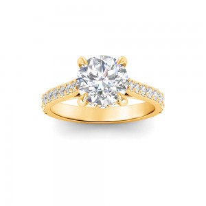 2 Ct Round Lab Diamond & .30 Ctw Diamond Hidden Halo Timeless Pavé Engagement Ring