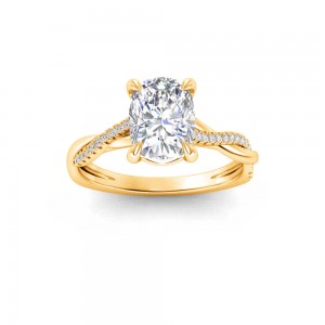 2 Ct Elongated Cushion Lab Diamond & 0.14 Ctw Diamond Twisted Vine Engagement Ring