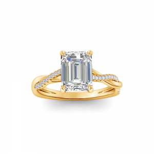 2 Ct Emerald Lab Diamond & 0.14 Ctw Diamond Twisted Vine Engagement Ring