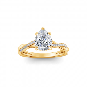 2 Ct Pear Lab Diamond & 0.14 Ctw Diamond Twisted Vine Engagement Ring