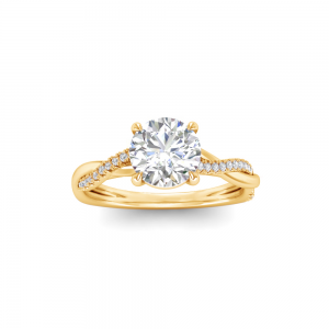 1 Ct Round Moissanite & 0.14 Ctw Diamond Twisted Vine Engagement Ring