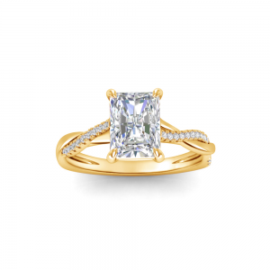 2 Ct Radiant Lab Diamond & 0.14 Ctw Diamond Twisted Vine Engagement Ring