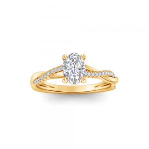 1 Ct Oval Moissanite & 0.14 Ctw Diamond Twisted Vine Engagement Ring