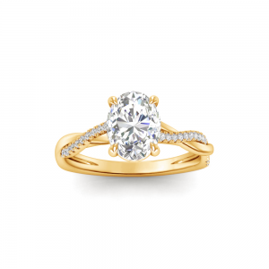 2 Ct Oval Lab Diamond & 0.14 Ctw Diamond Twisted Vine Engagement Ring