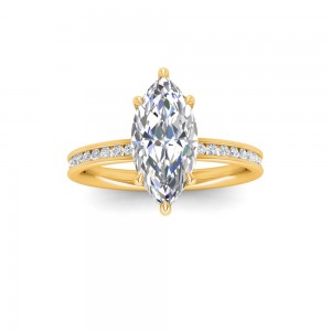 2 Ct Marquise Lab Diamond & .33 Ctw Diamond Surprise Channel Set Hidden Halo Engagement Ring