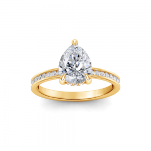 2 Ct Pear Lab Diamond & .33 Ctw Diamond Surprise Channel Set Hidden Halo Engagement Ring