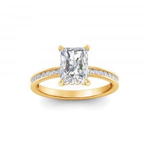 2 Ct Radiant Lab Diamond & .33 Ctw Diamond Surprise Channel Set Hidden Halo Engagement Ring