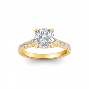 2 Ct Cushion Lab Diamond & 0.42 Ctw Gala Hidden Halo Engagement Ring