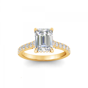 2 Ct Emerald Lab Diamond & 0.42 Ctw Gala Hidden Halo Engagement Ring