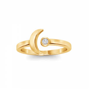 Crescent Moon Birthstone Open Ring