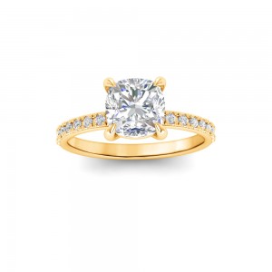 2 Ct Cushion Lab Diamond & .16 Ctw Diamond Whisper Pavé Engagement Ring
