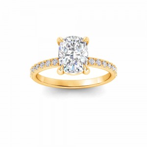 2 Ct Elongated Cushion Lab Diamond & .16 Ctw Diamond Whisper Pavé Engagement Ring