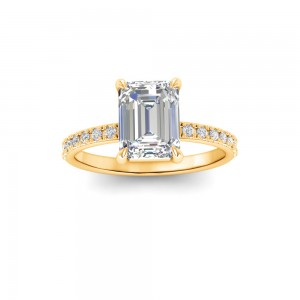 2 Ct Emerald Lab Diamond & .16 Ctw Diamond Whisper Pavé Engagement Ring