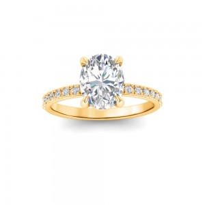 2 Ct Oval Lab Diamond & .16 Ctw Diamond Whisper Pavé Engagement Ring