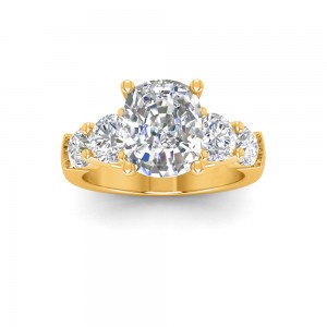 2 Ct Elongated Cushion Lab Diamond & 1.60 Ctw Lab Diamond Legacy 5-Stone Engagement Ring