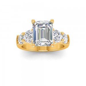 2 Ct Emerald Lab Diamond & 1.60 Ctw Lab Diamond Legacy 5-Stone Engagement Ring
