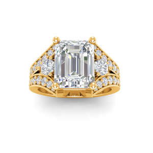 2 Ct Emerald Lab Diamond & 1 Ctw Split Shank Wide Band Engagement Ring
