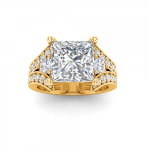 2 Ct Princess Lab Diamond & 1 Ctw Split Shank Wide Band Engagement Ring