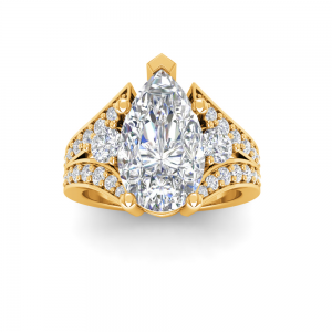 2 Ct Pear Lab Diamond & 1 Ctw Split Shank Wide Band Engagement Ring