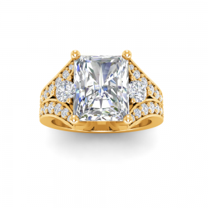 2 Ct Radiant Lab Diamond & 1 Ctw Split Shank Wide Band Engagement Ring