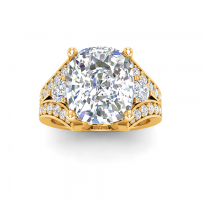 2 Ct Elongated Cushion Lab Diamond & 1 Ctw Split Shank Wide Band Engagement Ring