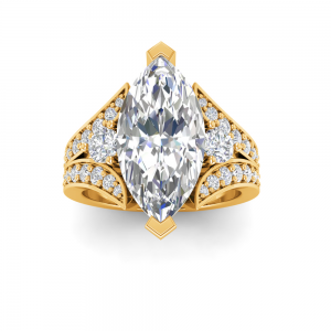 2 Ct Marquise Lab Diamond & 1 Ctw Split Shank Wide Band Engagement Ring