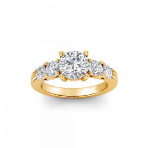 1.5 Ct Round Lab Diamond Five Stone Engagement Ring