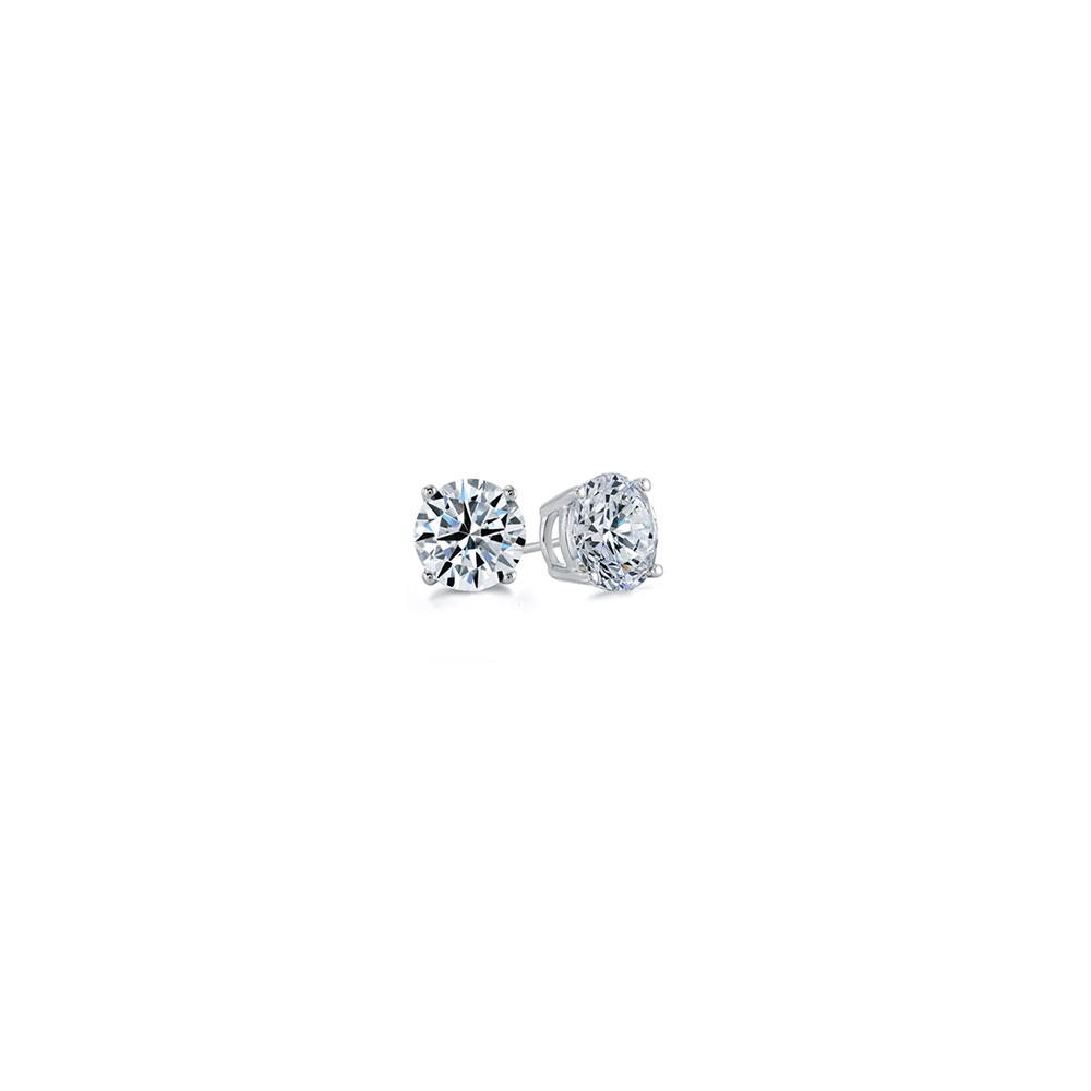 1 Ctw Round CZ Gold Stud Earrings