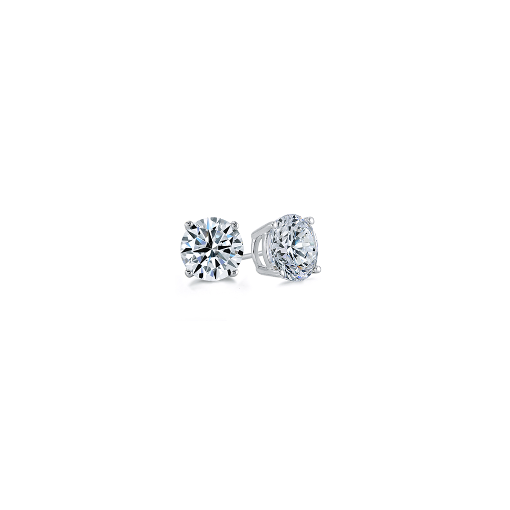 1.50 Ctw Round CZ Gold Stud Earrings
