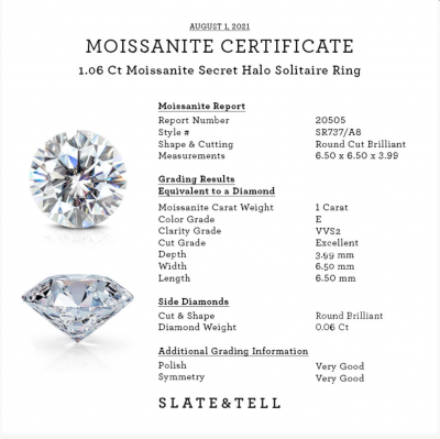 1 Ct Round Moissanite & .06 Ctw Diamond Secret Halo Solitaire Ring