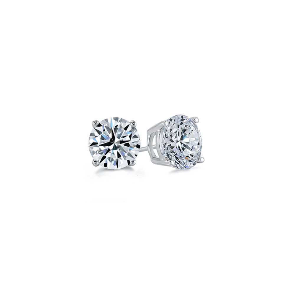 4 Ctw Round CZ Gold Stud Earrings