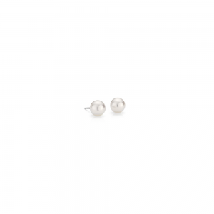 6mm Gold White Cultured Pearl Stud Earrings