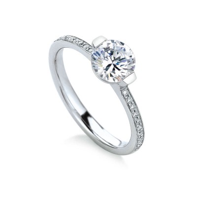 2 Ct Round Moissanite Cava Pave Engagement Ring