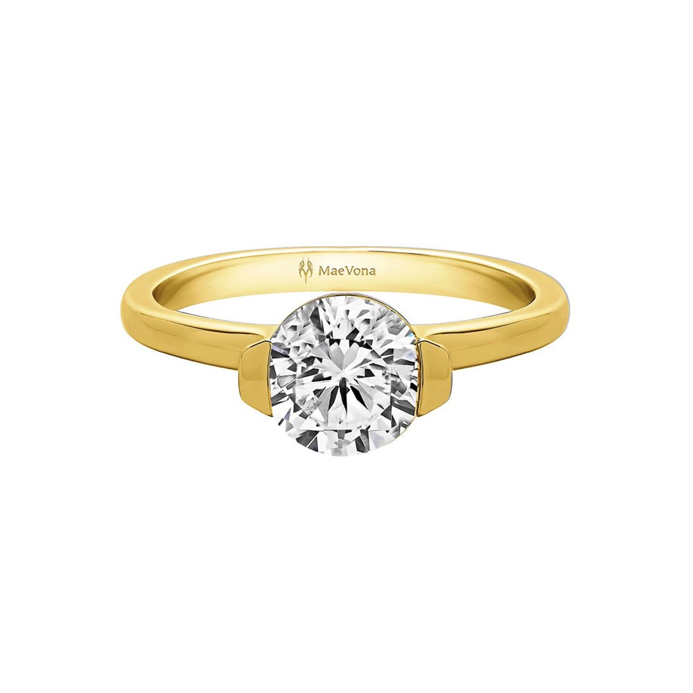2 Ct Round Colorless Lab Diamond Cava Solitaire Engagement Ring