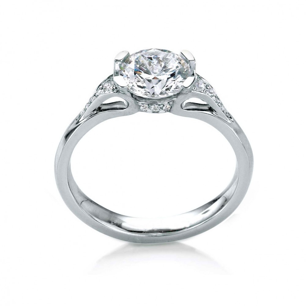 1 Ct Round Colorless Lab Diamond Eorsa Pavé Engagement Ring