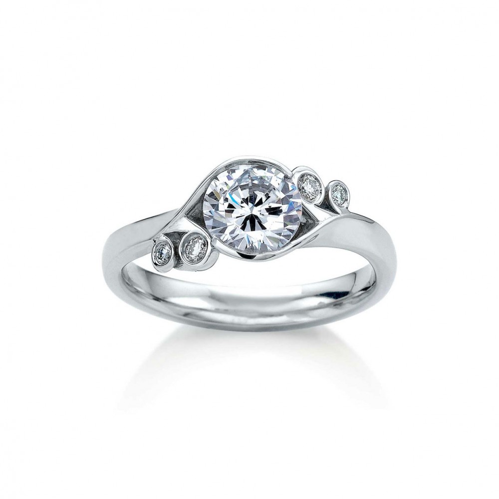 1.5 Ct Round Moissanite Fern Solitarie Engagement Ring
