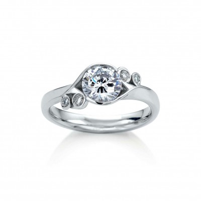 1.5 Ct Round Moissanite Fern Solitarie Engagement Ring