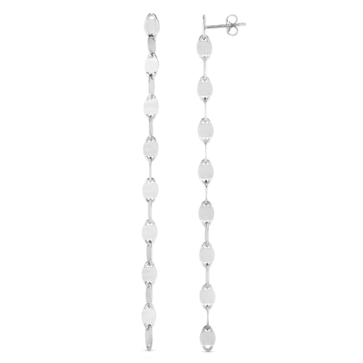 Silver Disc Chain Drop Earrings