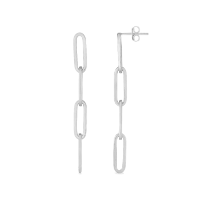 Silver Long Paperclip Drop Earrings