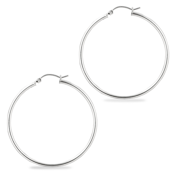 40mm Silver Thin Hoop Earrings