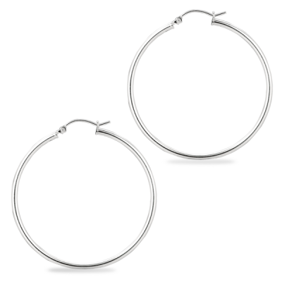 40mm Silver Thin Hoop Earrings