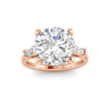4 Ct Round Moissanite & .30 Ctw Lab Diamond Tapered Baguette Three Stone Engagement Ring