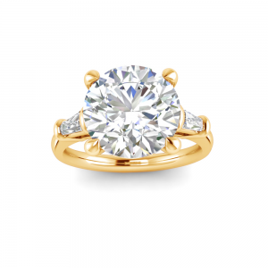 4 Ct Round Lab Diamond & .30 Ctw Tapered Baguette Engagement Ring