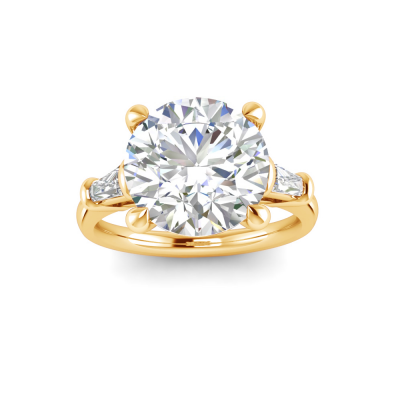 4 Ct Round Lab Diamond & .30 Ctw Tapered Baguette Engagement Ring