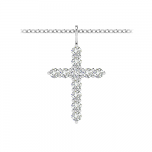 2 Ctw CZ Cross Pendant Necklace