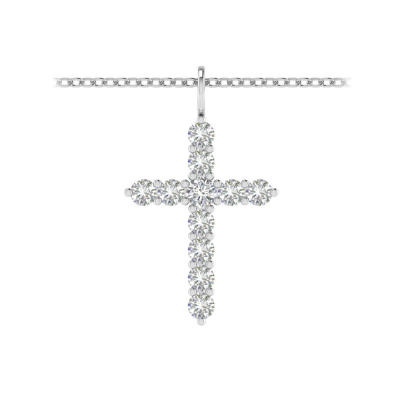 2 Ctw CZ Cross Pendant Necklace