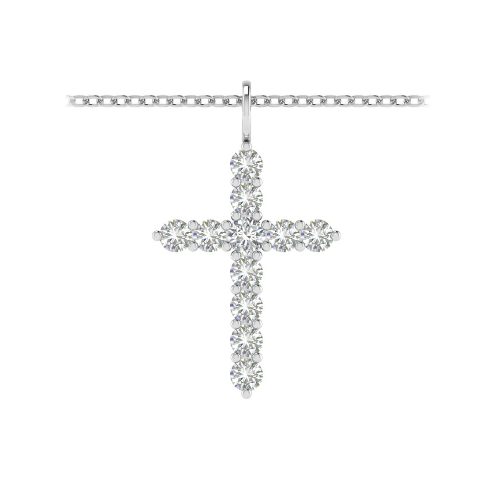 2 Ctw CZ Cross Pendant Necklace