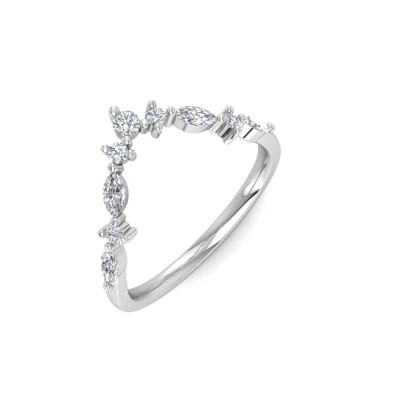 Alternating Round and Marquise Moissanite Curved Ring